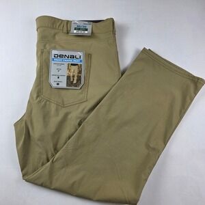 Denali Trent Travel Pant Mens 40/30 Boardwalk Khaki Stretch Zipper Pocket